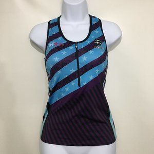 Zoca S Purple Blue Black Stars Sleeveless Bike Jersey Cycling Made in USA